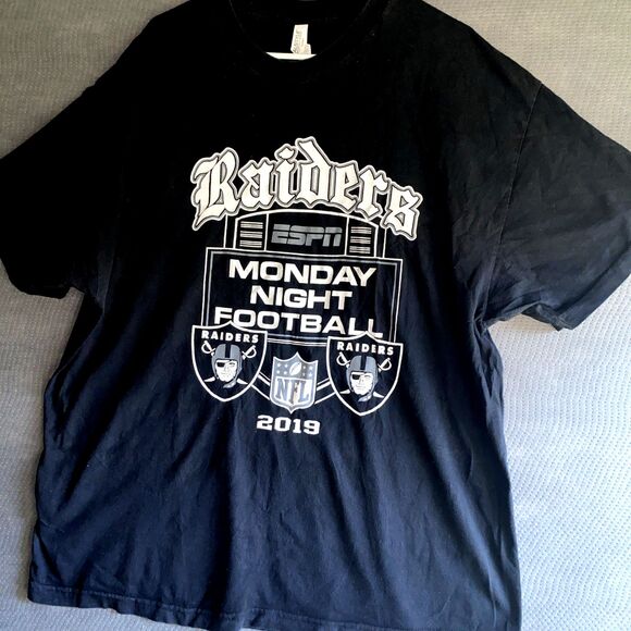 Raiders ESPN MONDAY NIGHT FOOTBALL 2019 NFL Short Sleeve Cotton Mens - Picture 1 of 7